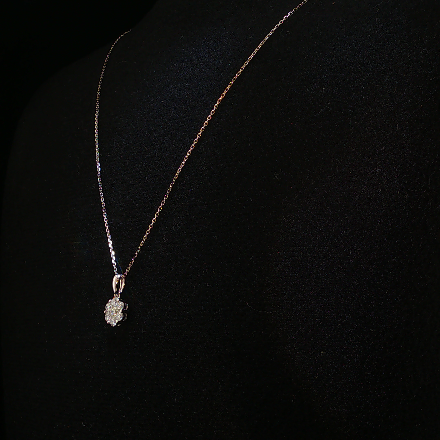 White Gold Natural Diamond Cluster Pendant Necklace