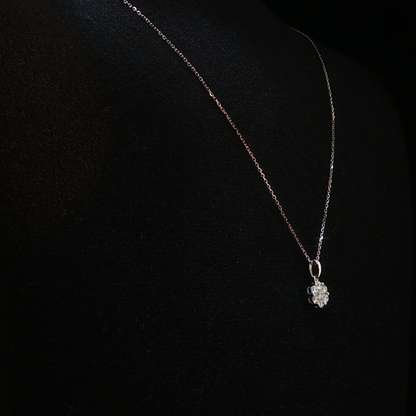 White Gold Natural Diamond Cluster Pendant Necklace