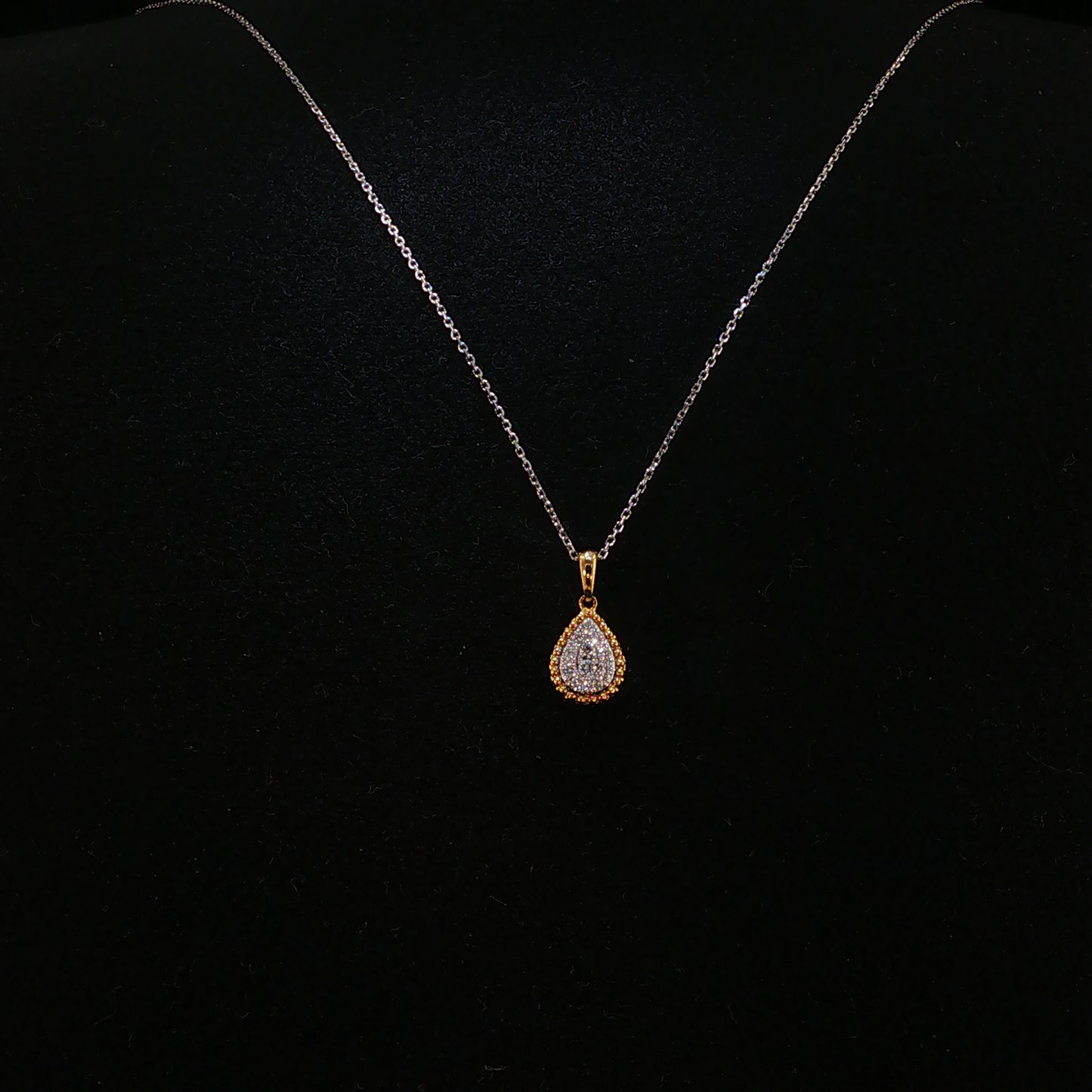 Natural Diamond Pear Cluster Pendant Necklace in White Gold