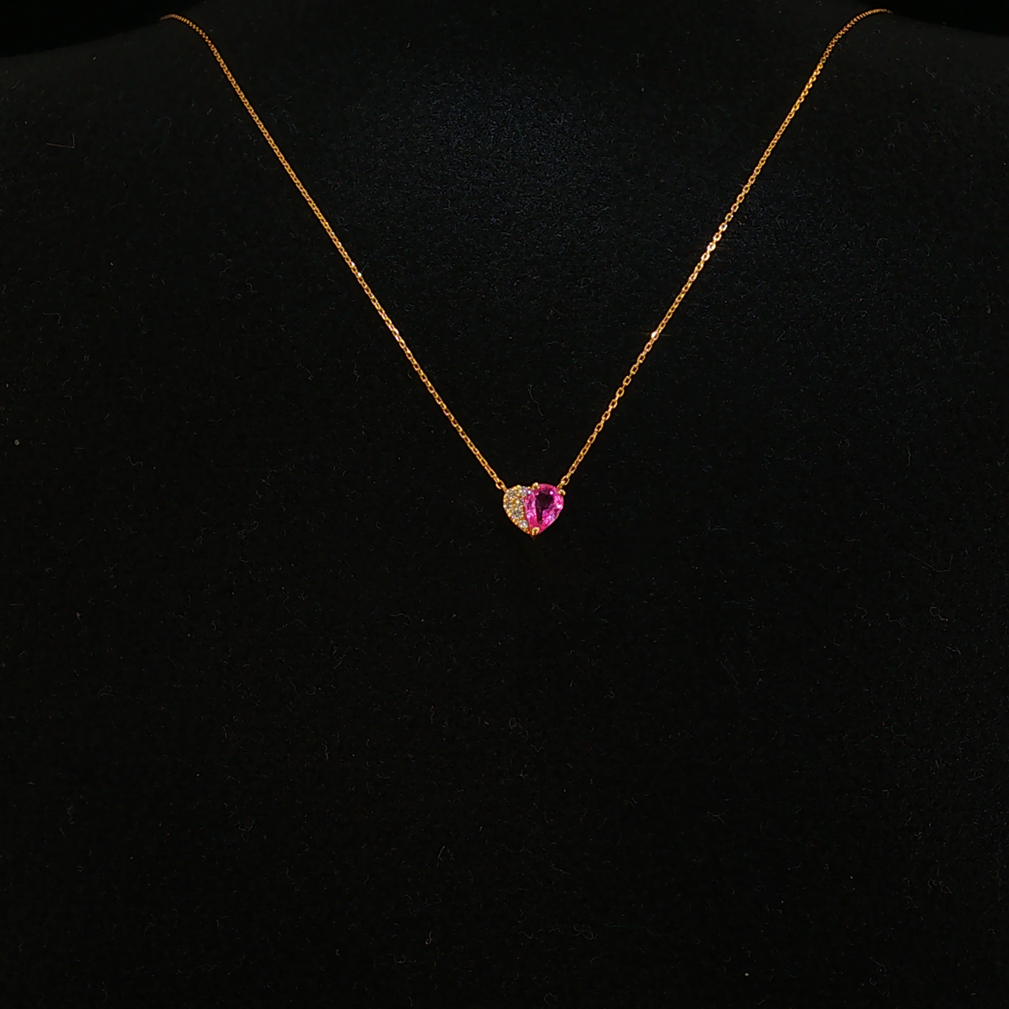 Heart-Shaped Hot Pink Sapphire Pendant Necklace in Rose Gold