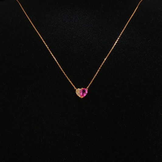 Heart-Shaped Hot Pink Sapphire Pendant Necklace in Rose Gold