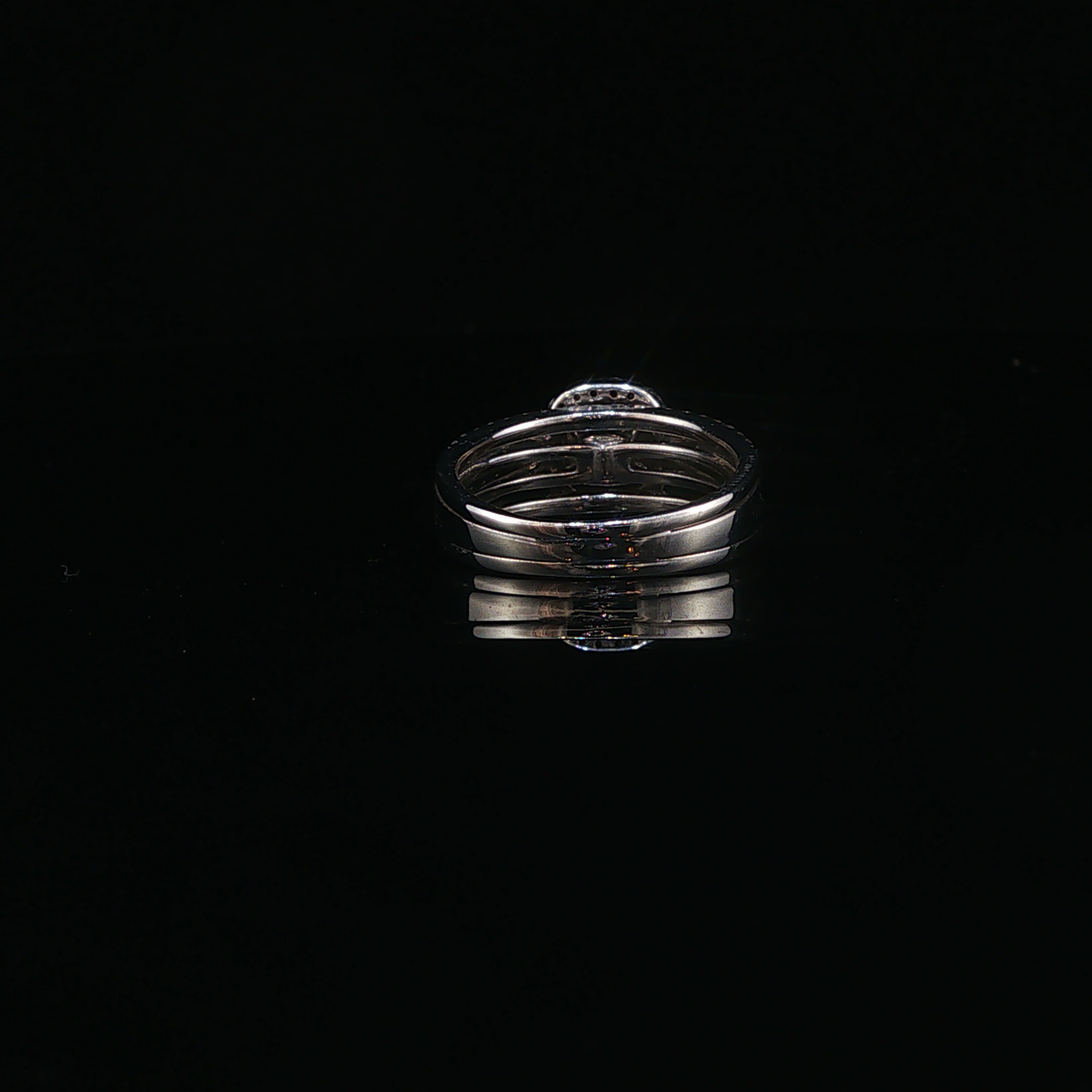White Gold Natural Diamond Halo One Piece Stackable Effect Ring