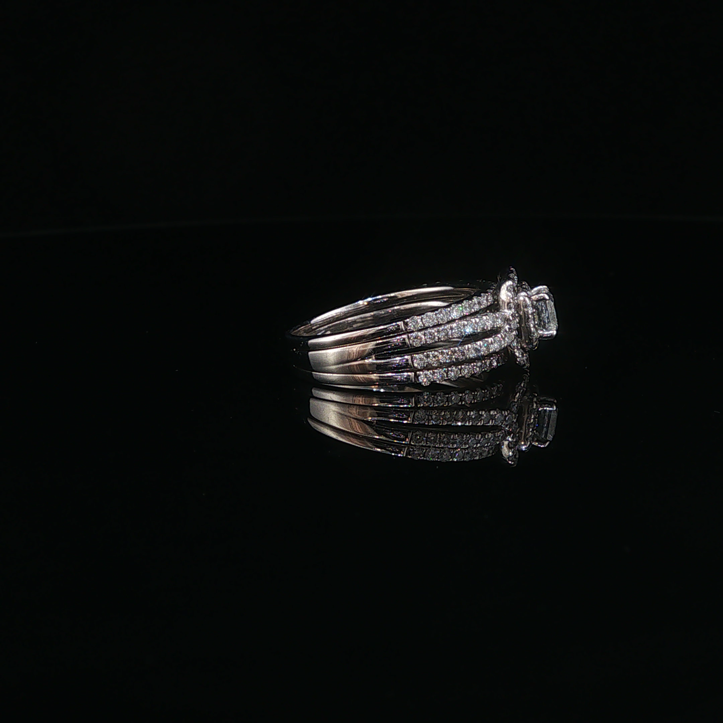 White Gold Natural Diamond Halo One Piece Stackable Effect Ring