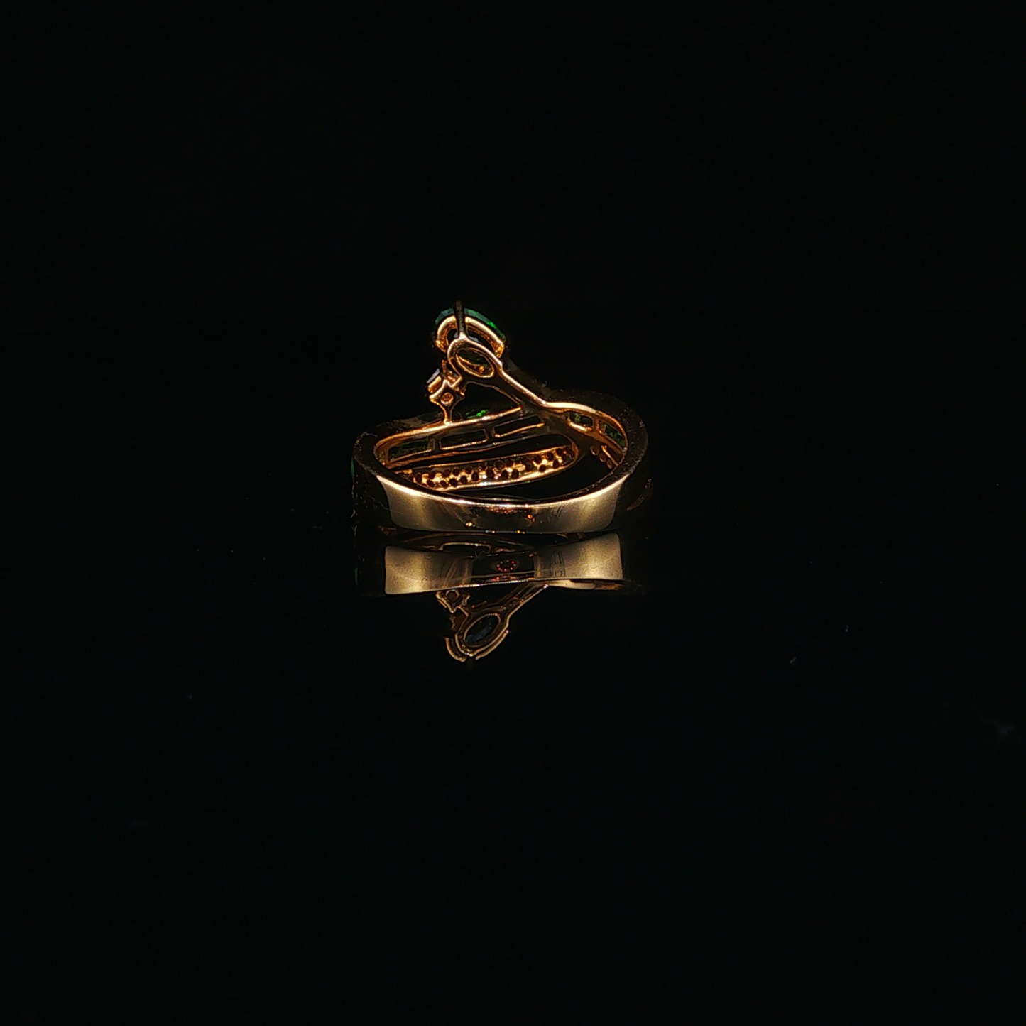 Emerald Bypass Multistone Ring in Yellow Gold