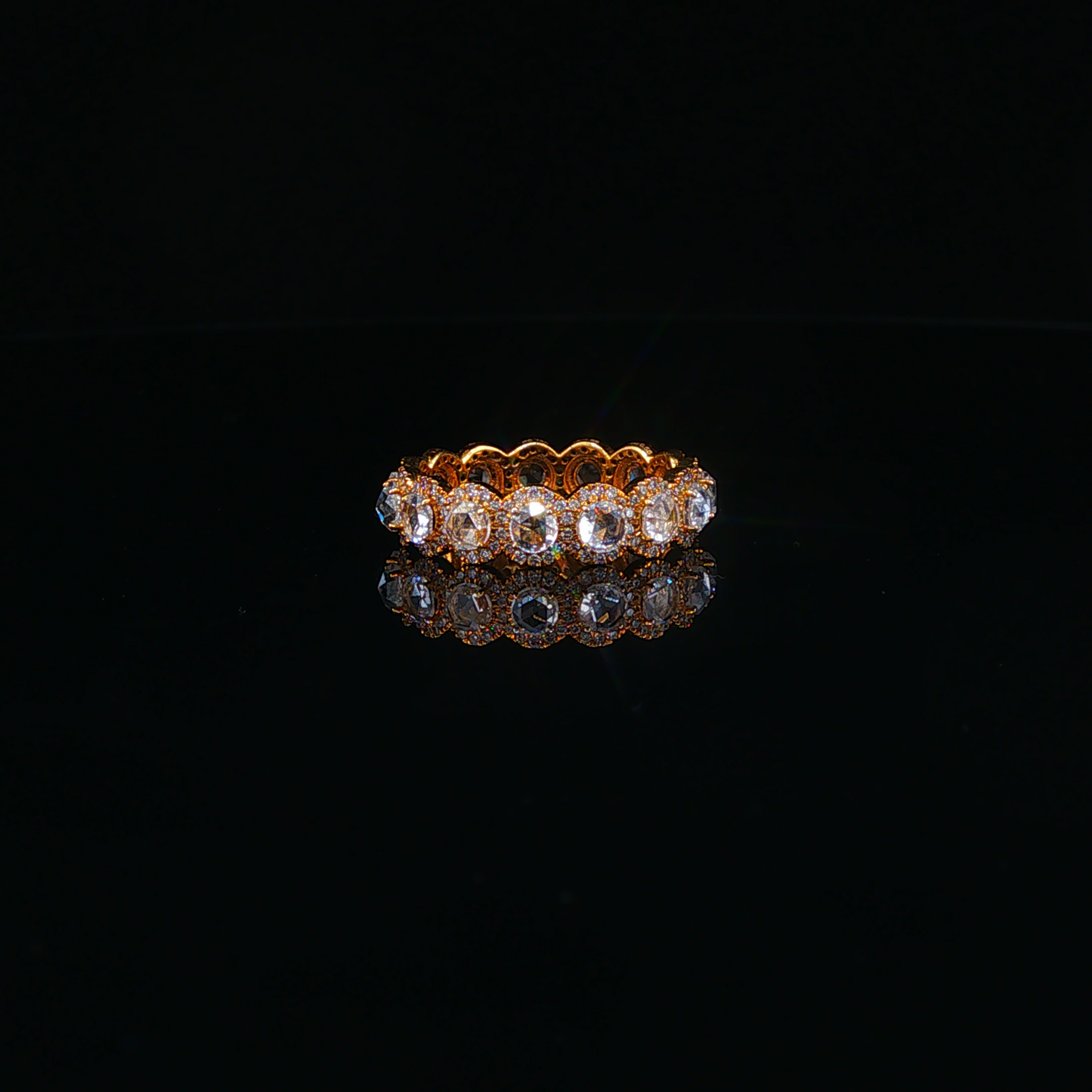 Yellow Gold Natural Diamond Halo Eternity Ring