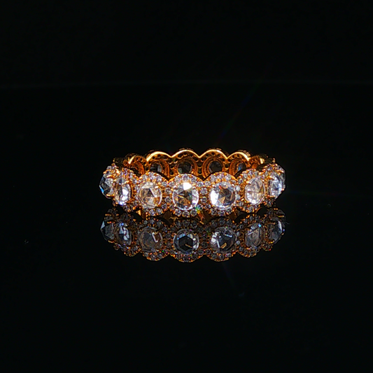 Yellow Gold Natural Diamond Halo Eternity Ring