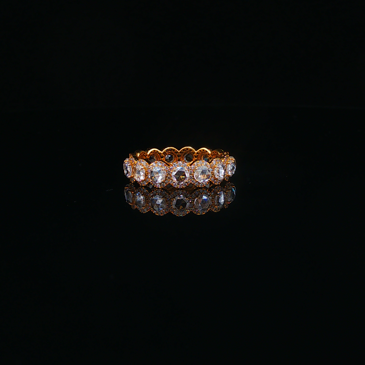 Yellow Gold Natural Diamond Halo Eternity Ring