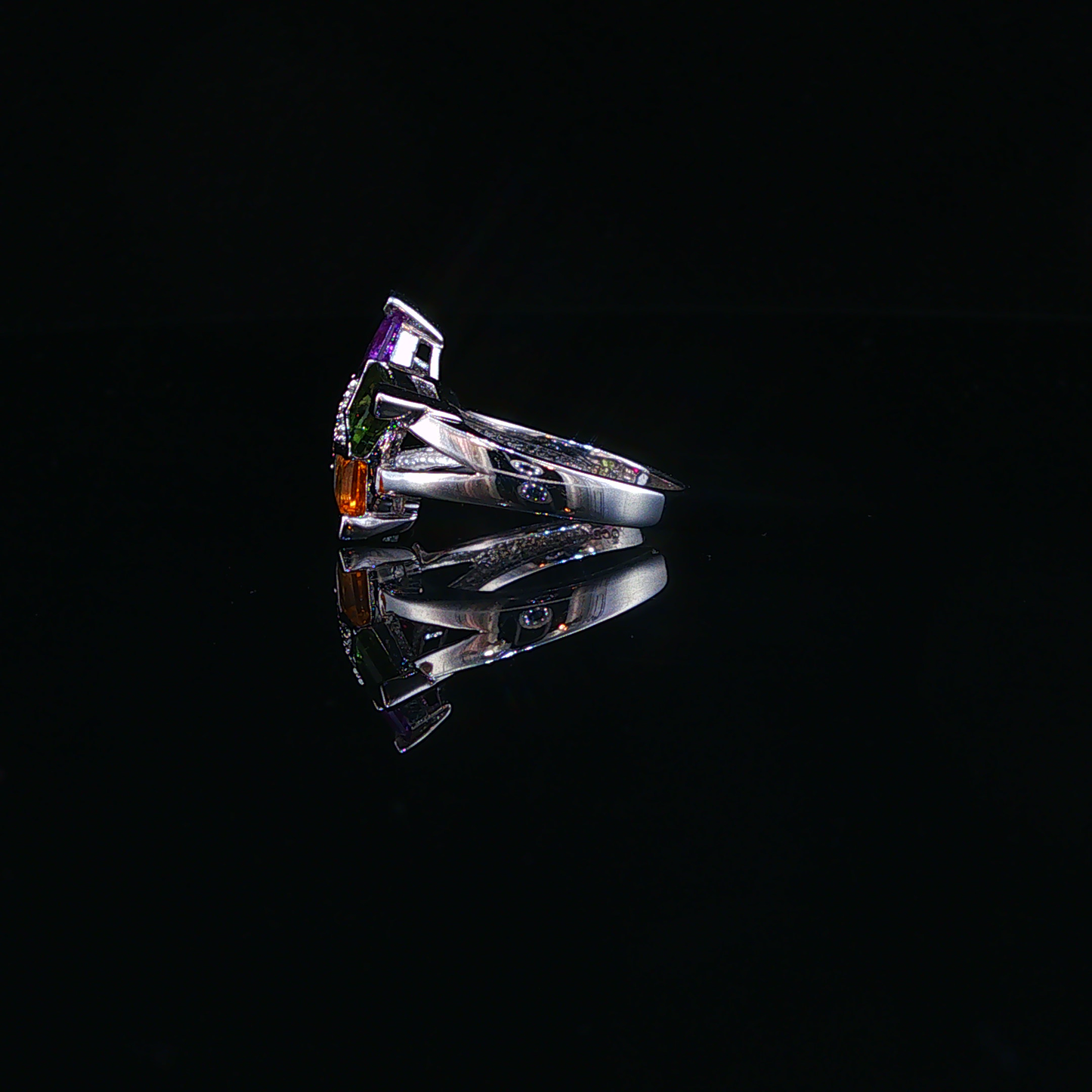 Sapphire and Natural Diamond Star Cocktail Ring in White Gold
