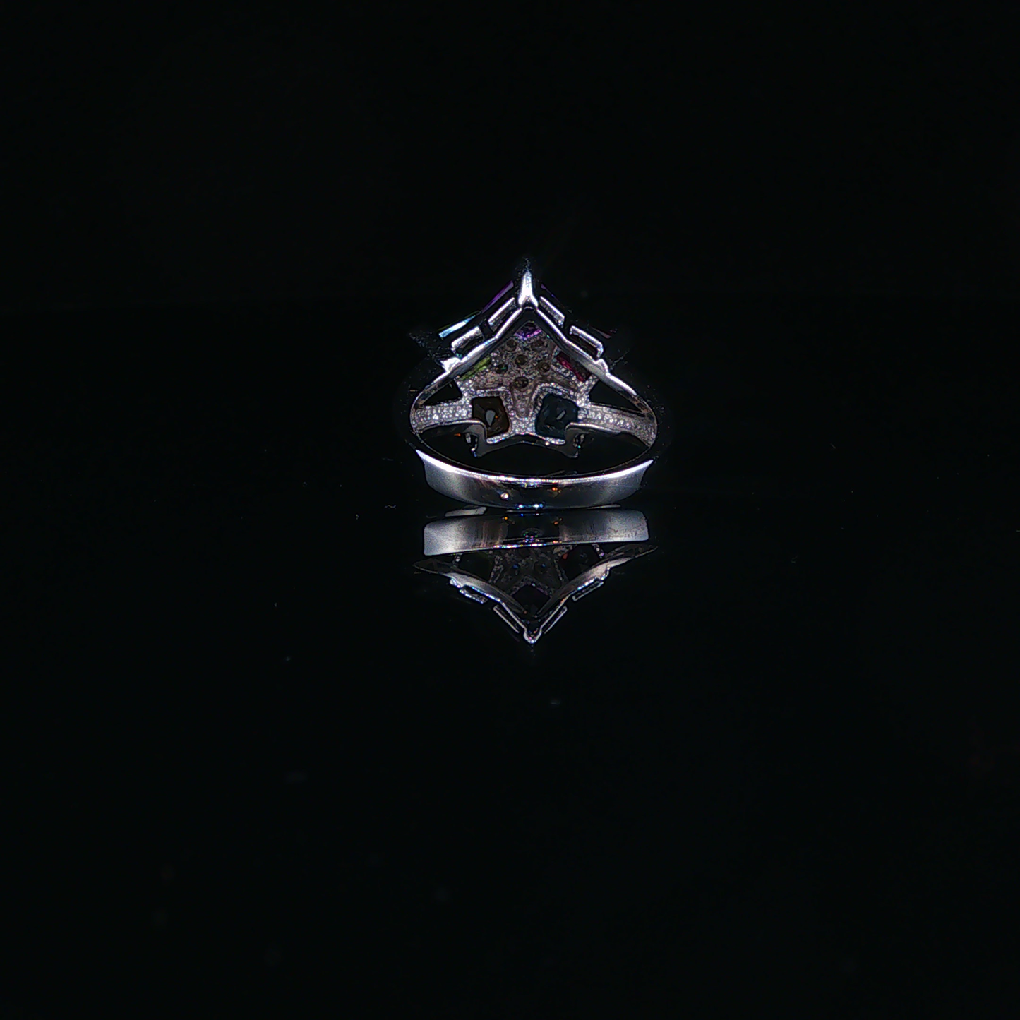 Sapphire and Natural Diamond Star Cocktail Ring in White Gold