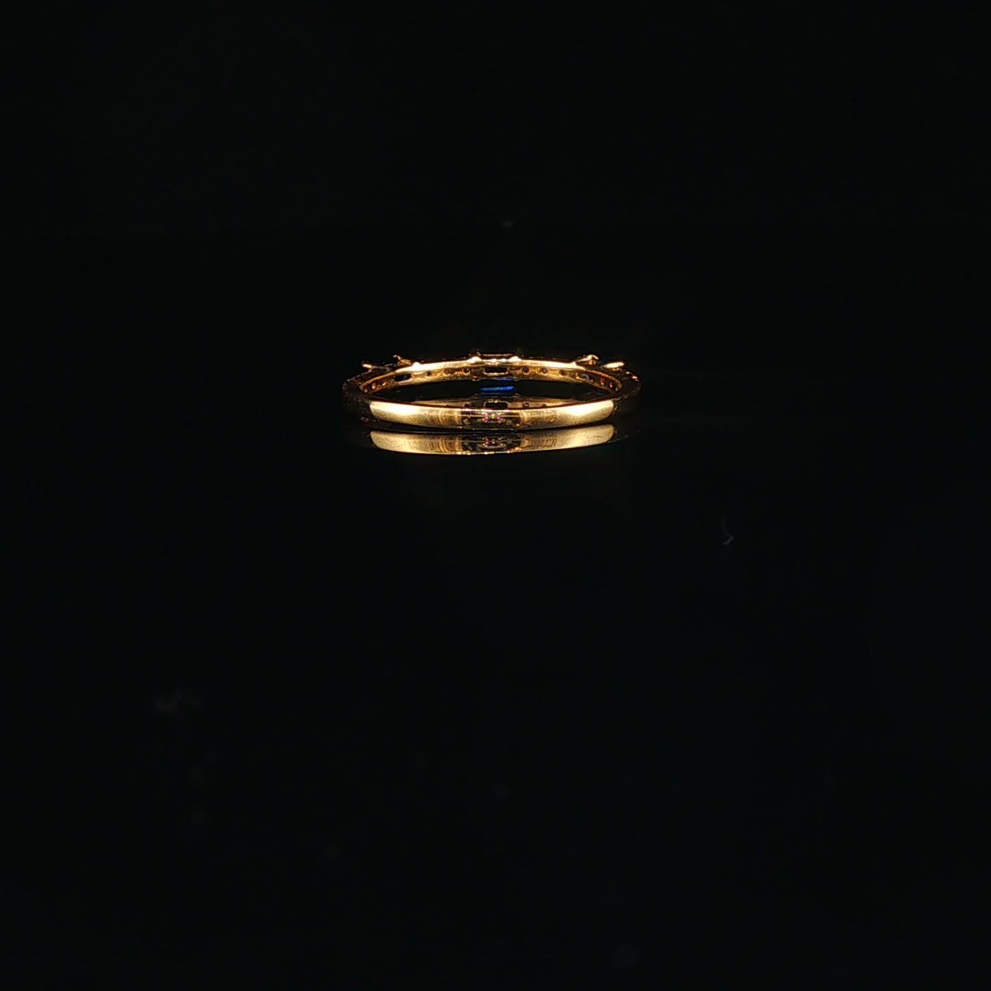 Yellow Gold Stackable Ring with Royal Blue Sapphires and Natural Diamonds