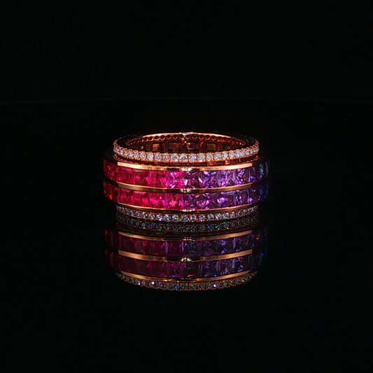 Gradient Sapphire Stackable Spinner Ring in Rose Gold
