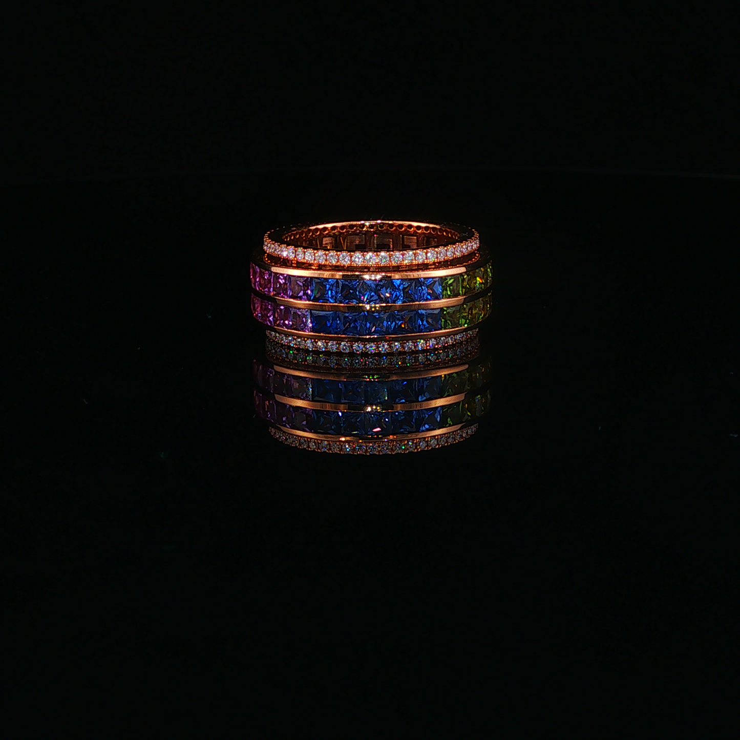 Gradient Sapphire Stackable Spinner Ring in Rose Gold