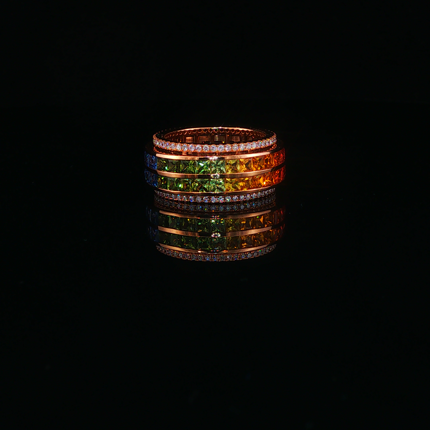Gradient Sapphire Stackable Spinner Ring in Rose Gold