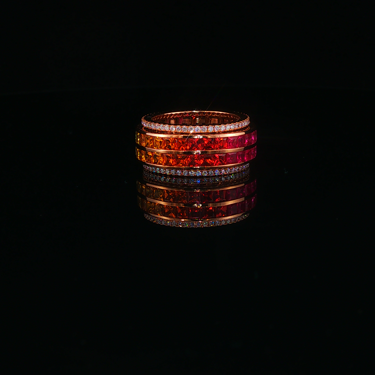 Gradient Sapphire Stackable Spinner Ring in Rose Gold