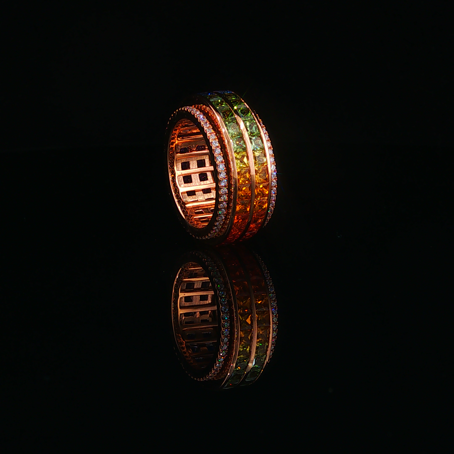 Gradient Sapphire Stackable Spinner Ring in Rose Gold