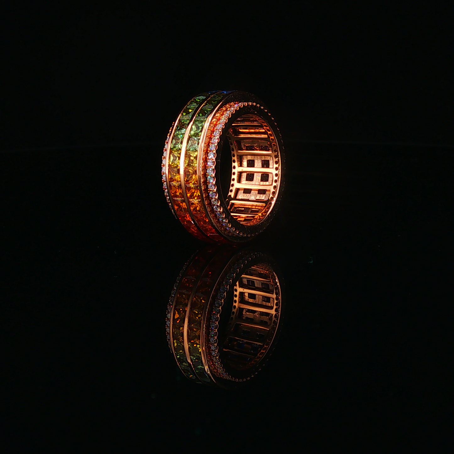 Gradient Sapphire Stackable Spinner Ring in Rose Gold