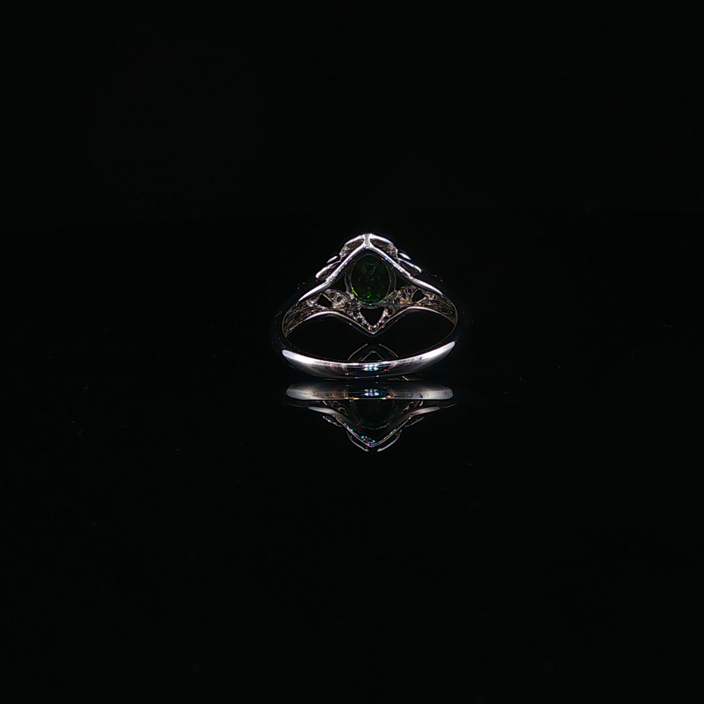 Tsavorite Floral Motif Cocktail Ring in White Gold