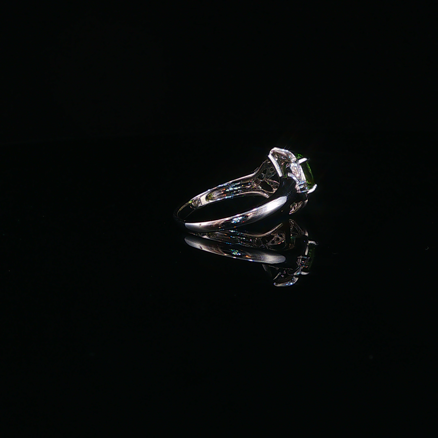 Tsavorite Floral Motif Cocktail Ring in White Gold
