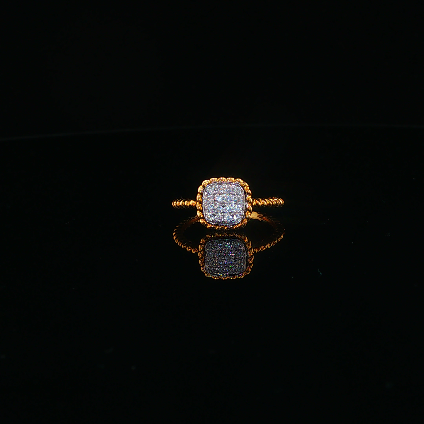 Natural Diamond Cluster Cocktail Ring in Textured Yellow Gold