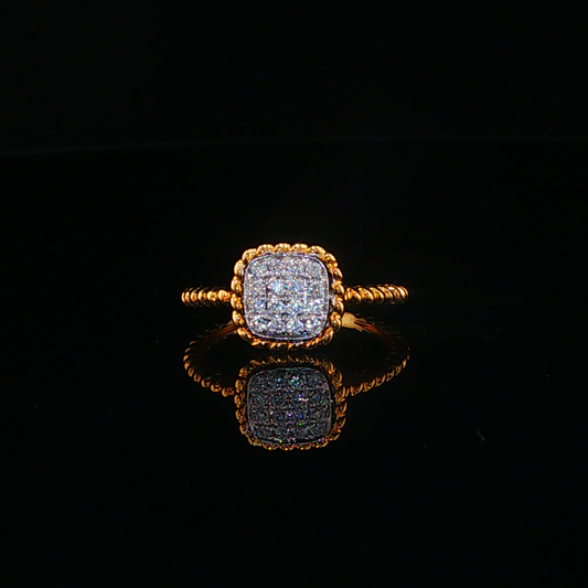 Natural Diamond Cluster Cocktail Ring in Textured Yellow Gold