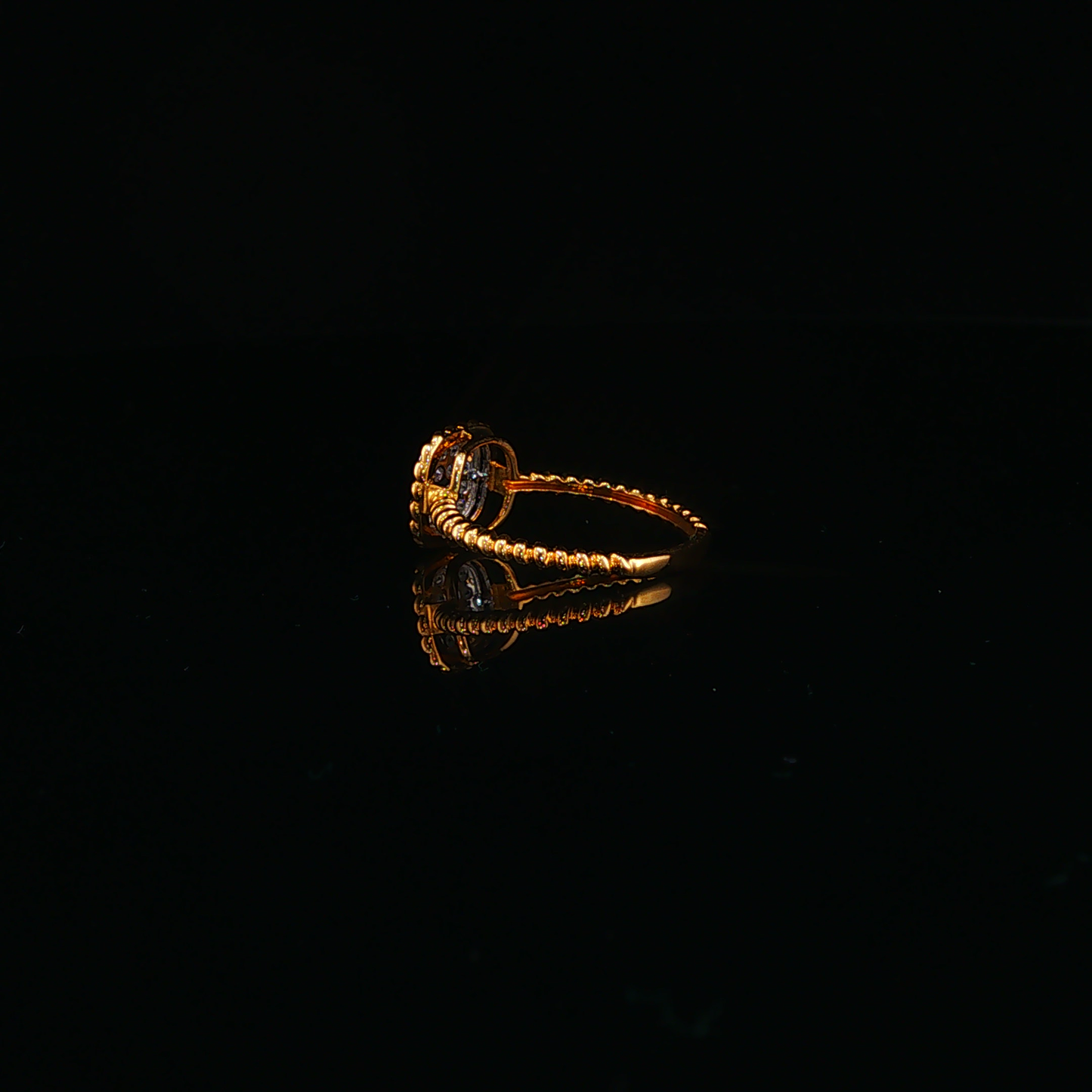 Natural Diamond Cluster Cocktail Ring in Textured Yellow Gold