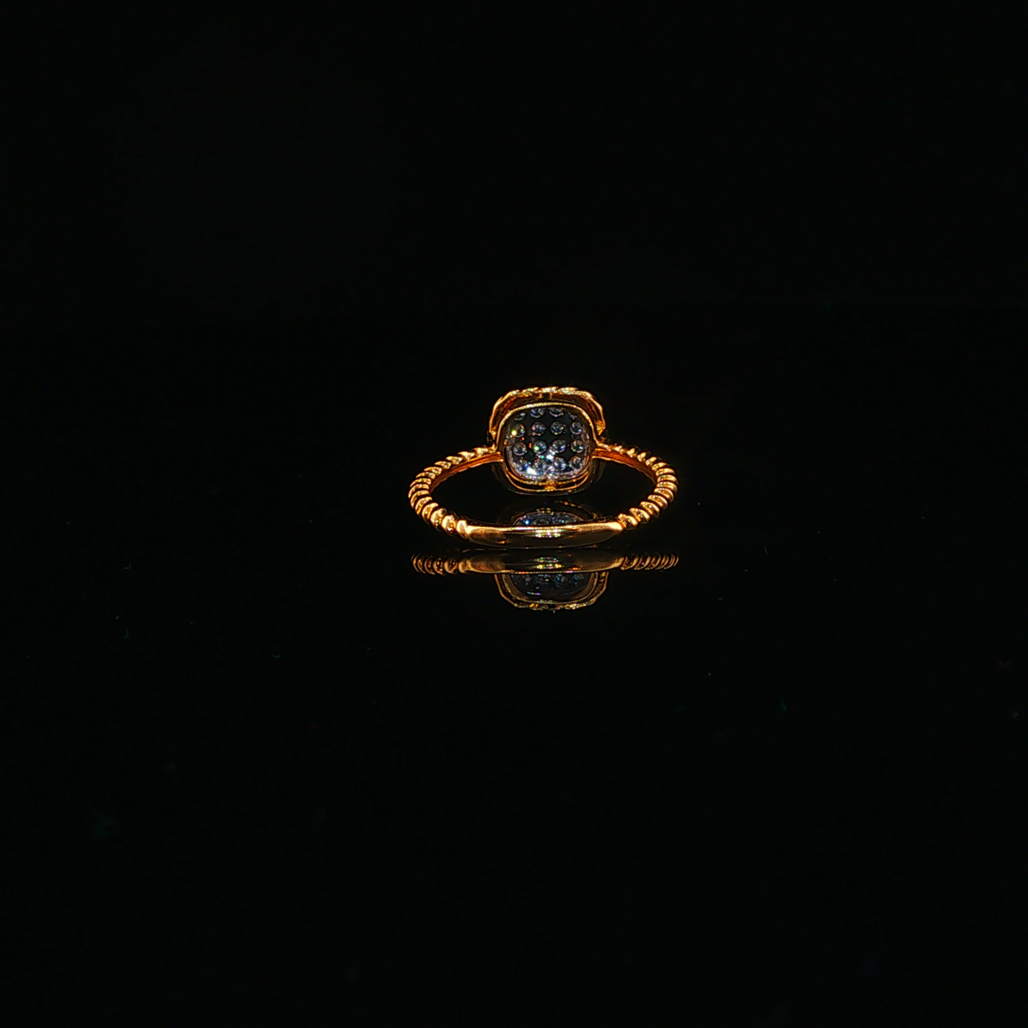 Natural Diamond Cluster Cocktail Ring in Textured Yellow Gold