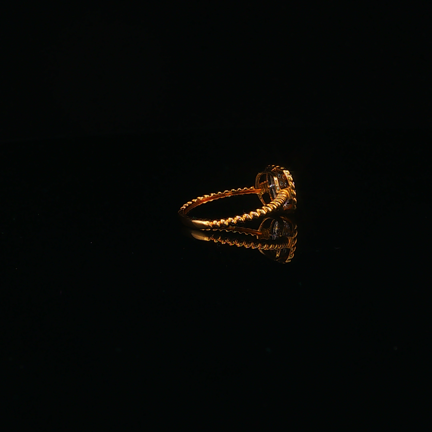 Natural Diamond Cluster Cocktail Ring in Textured Yellow Gold