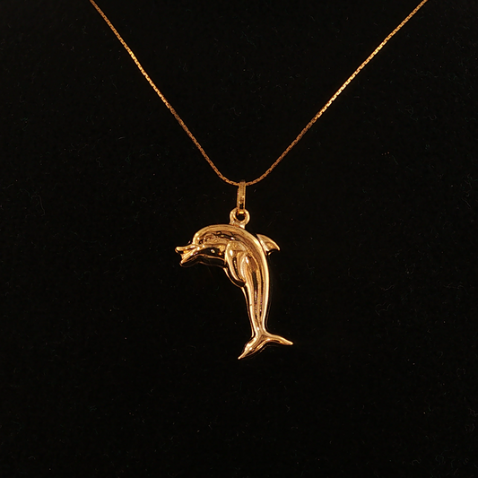 Yellow Hallow Gold Dolphin Pendant Necklace