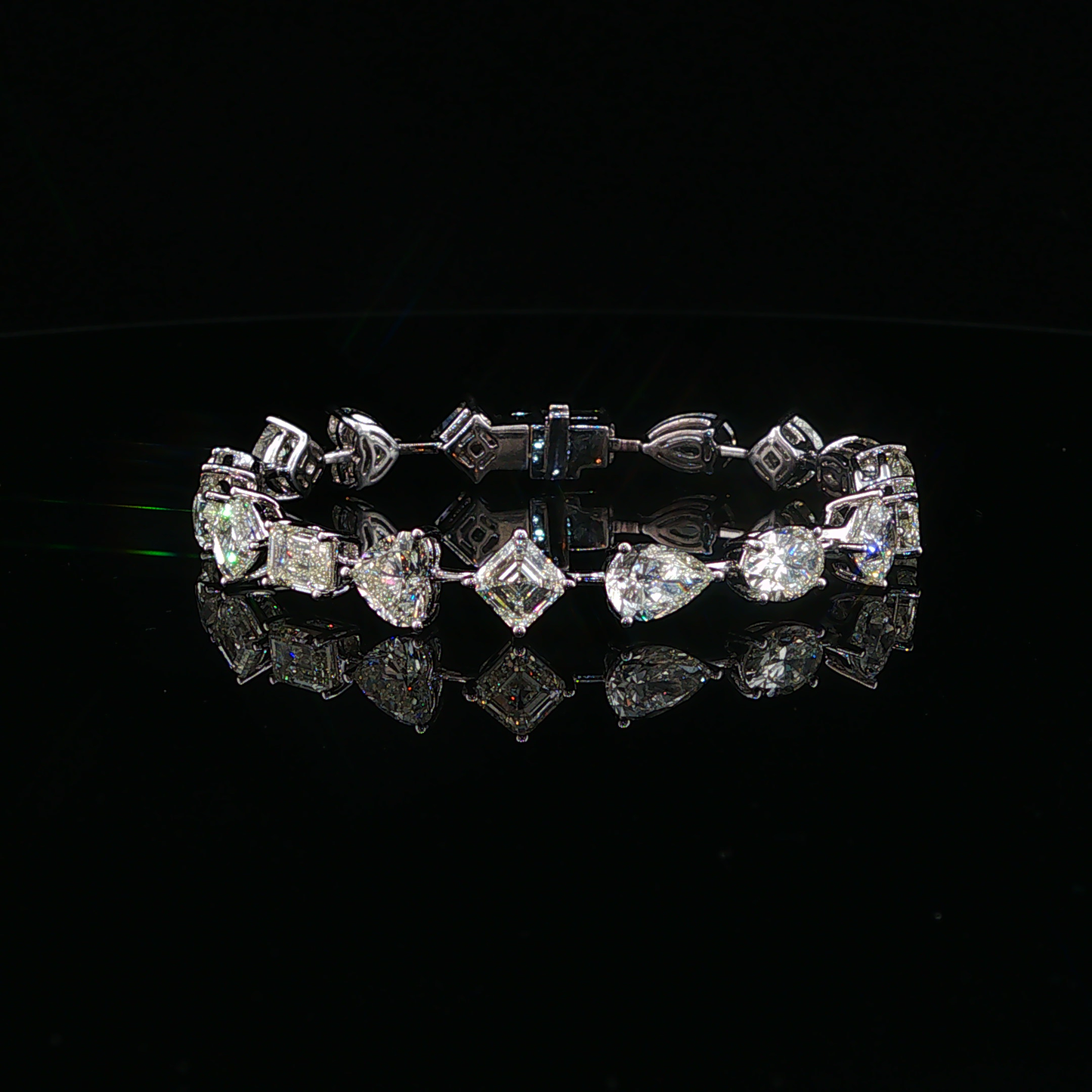 Mixed Fancy Cut Natural Diamond Tennis Bracelet in White Gold