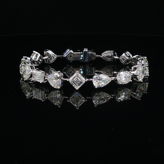 Mixed Fancy Cut Natural Diamond Tennis Bracelet in White Gold