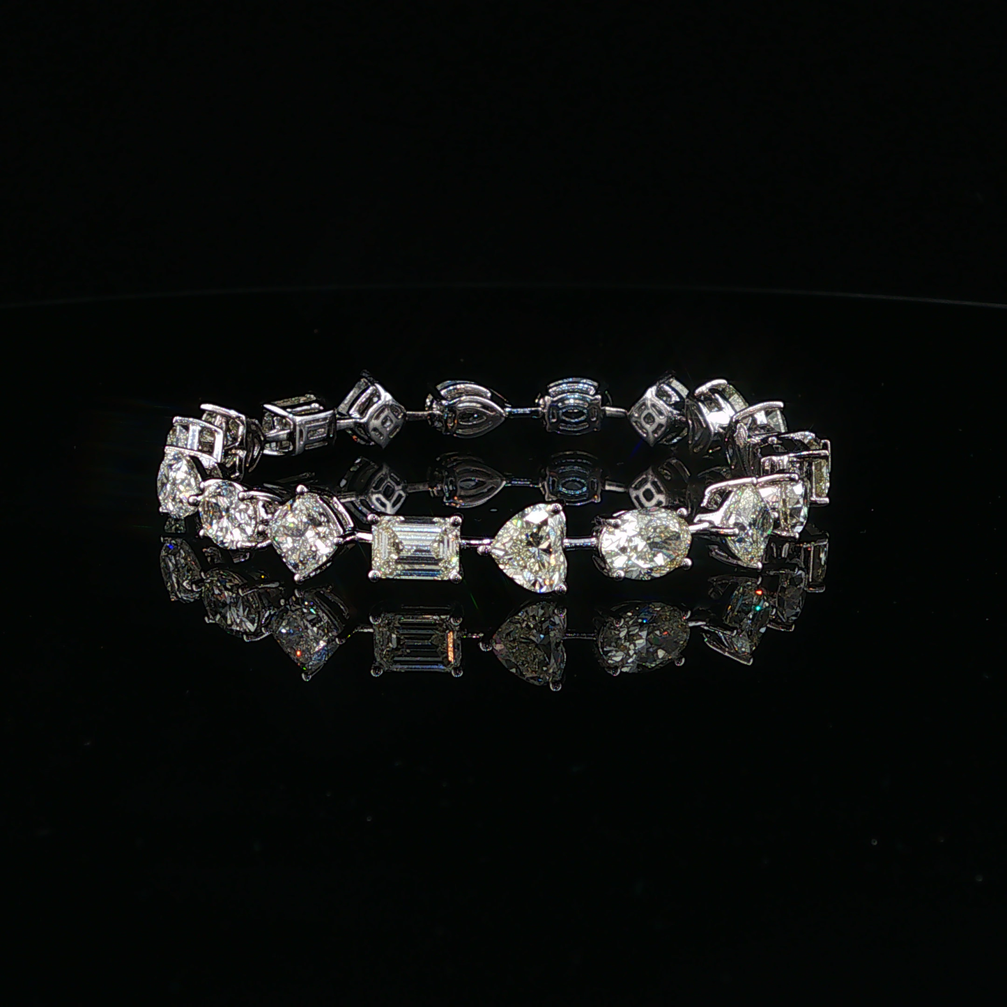 Mixed Fancy Cut Natural Diamond Tennis Bracelet in White Gold