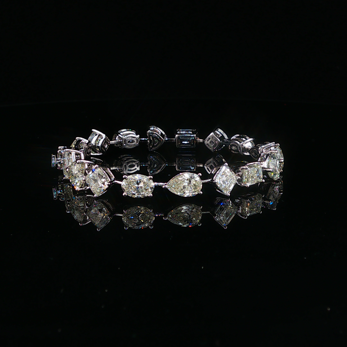 Mixed Fancy Cut Natural Diamond Tennis Bracelet in White Gold