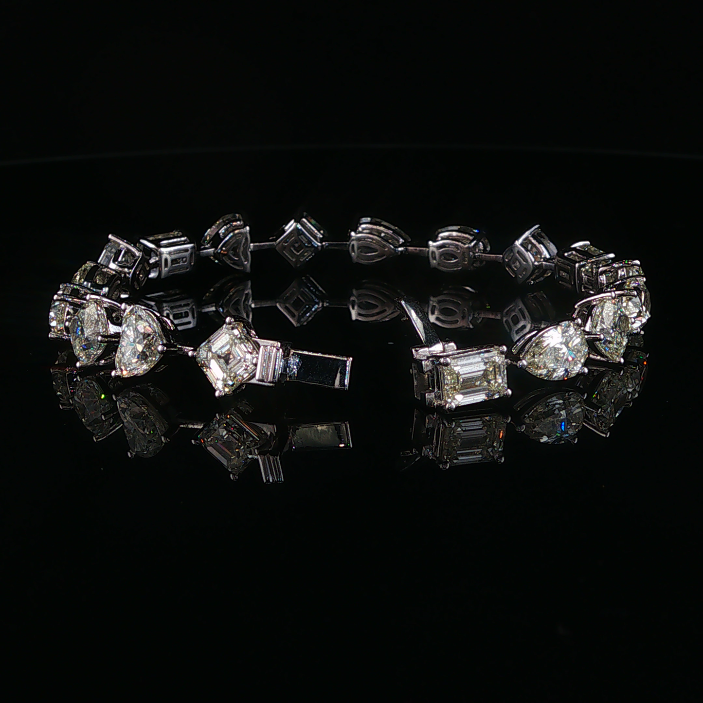 Mixed Fancy Cut Natural Diamond Tennis Bracelet in White Gold