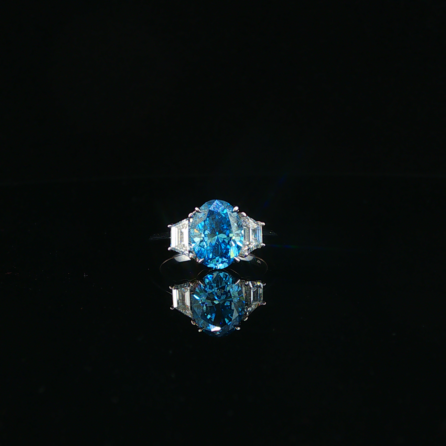 White Gold Lab Diamond Multi-Stone Trapizoid Ring