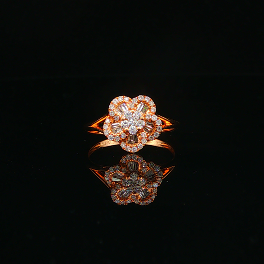 Natural Diamond Floral Motif Cocktail Ring in Rose Gold