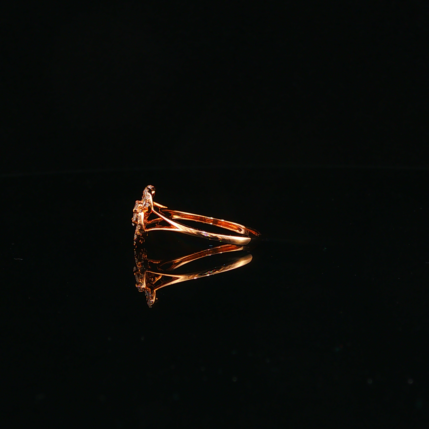 Natural Diamond Floral Motif Cocktail Ring in Rose Gold