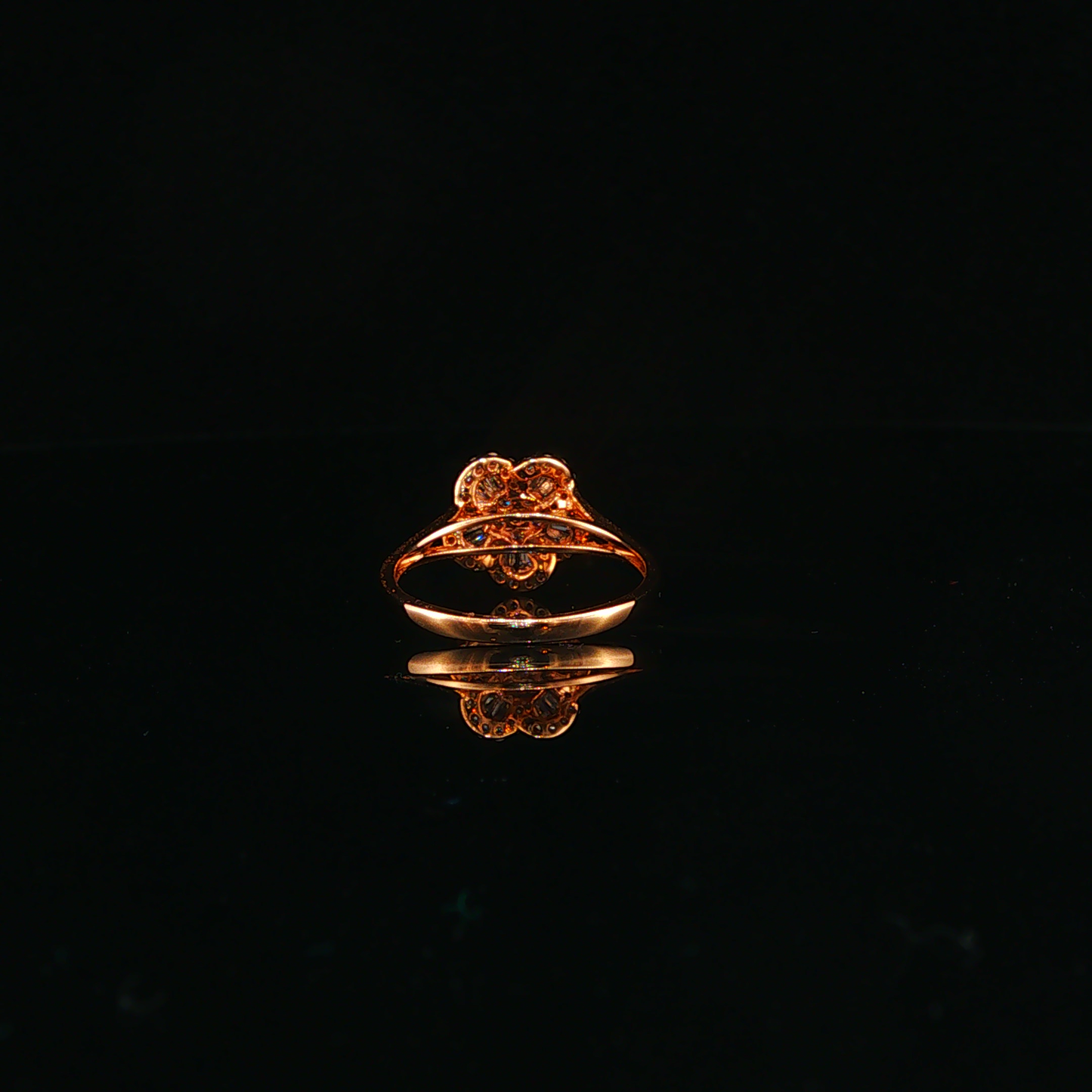 Natural Diamond Floral Motif Cocktail Ring in Rose Gold