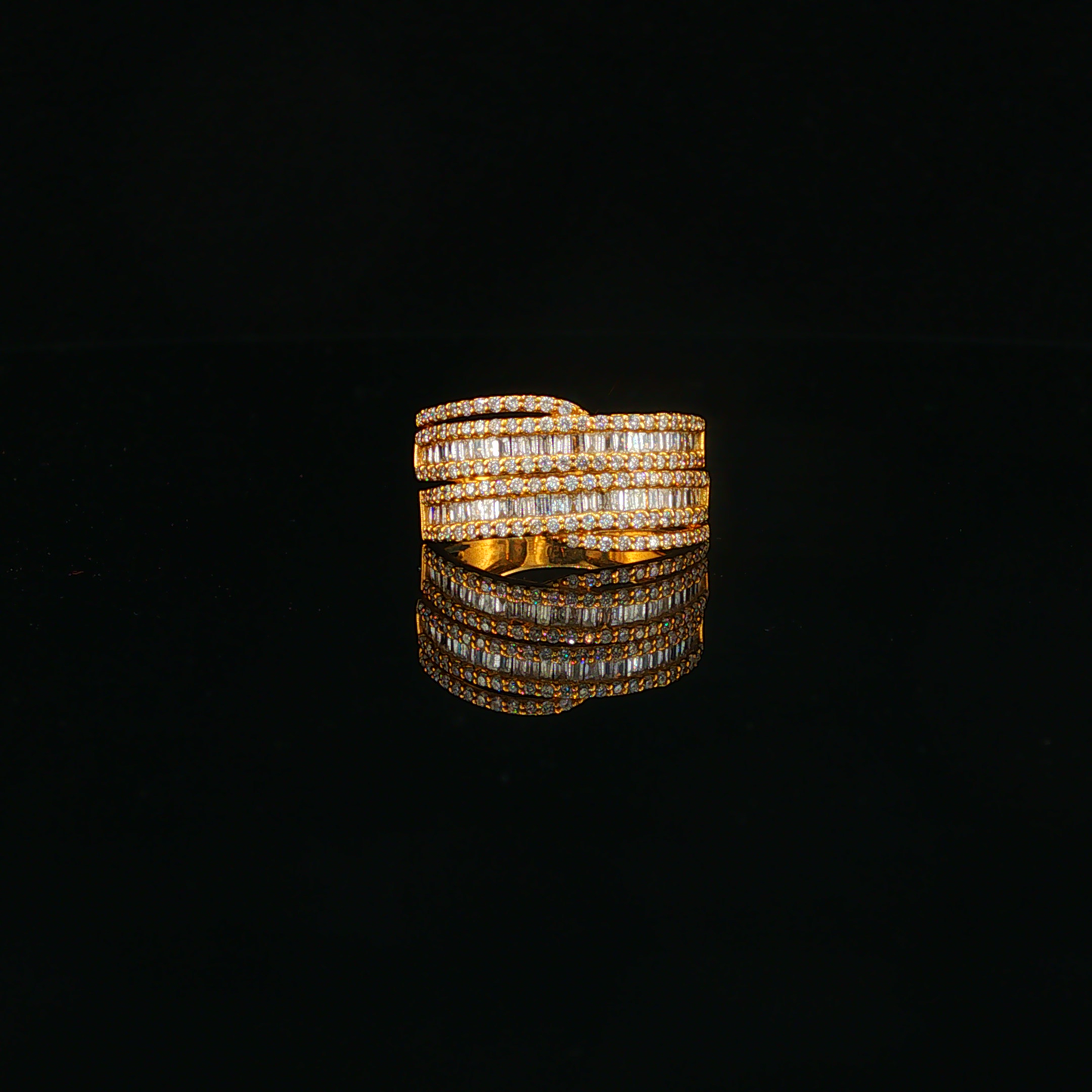 Multi-Row Natural Diamond Stackable Ring in Yellow Gold