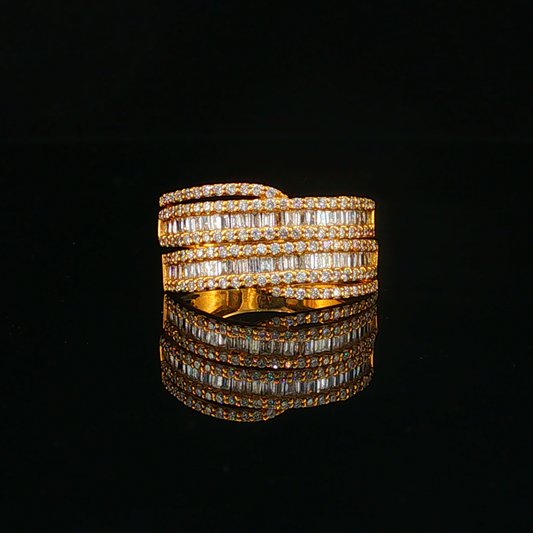 Multi-Row Natural Diamond Stackable Ring in Yellow Gold