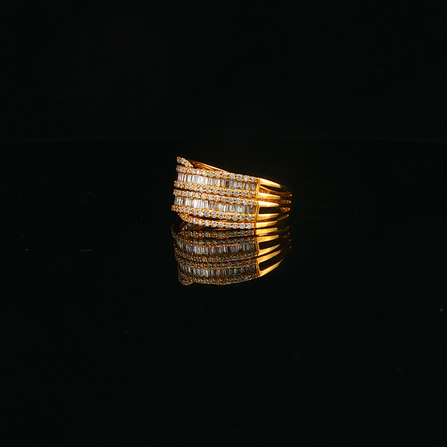 Multi-Row Natural Diamond Stackable Ring in Yellow Gold