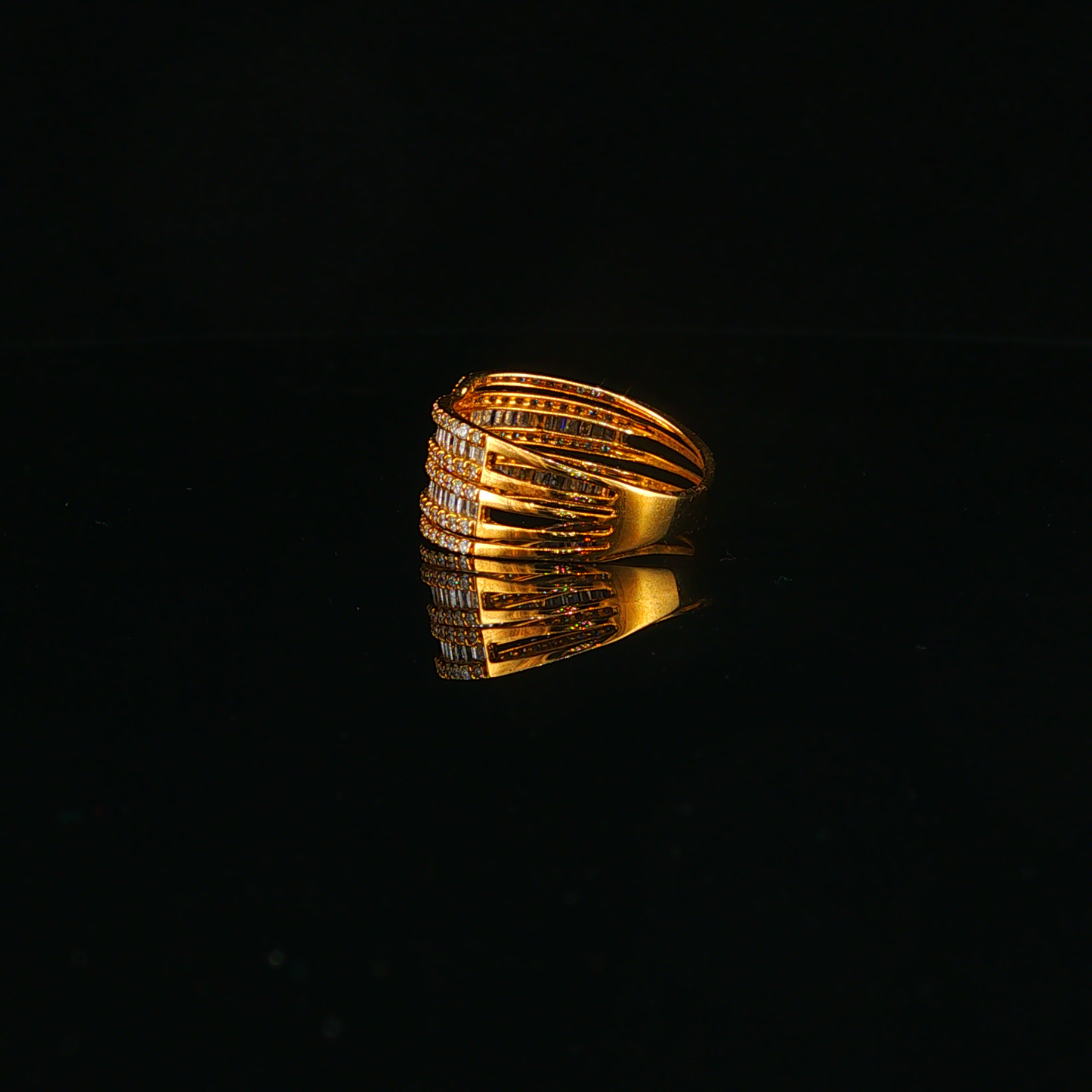 Multi-Row Natural Diamond Stackable Ring in Yellow Gold
