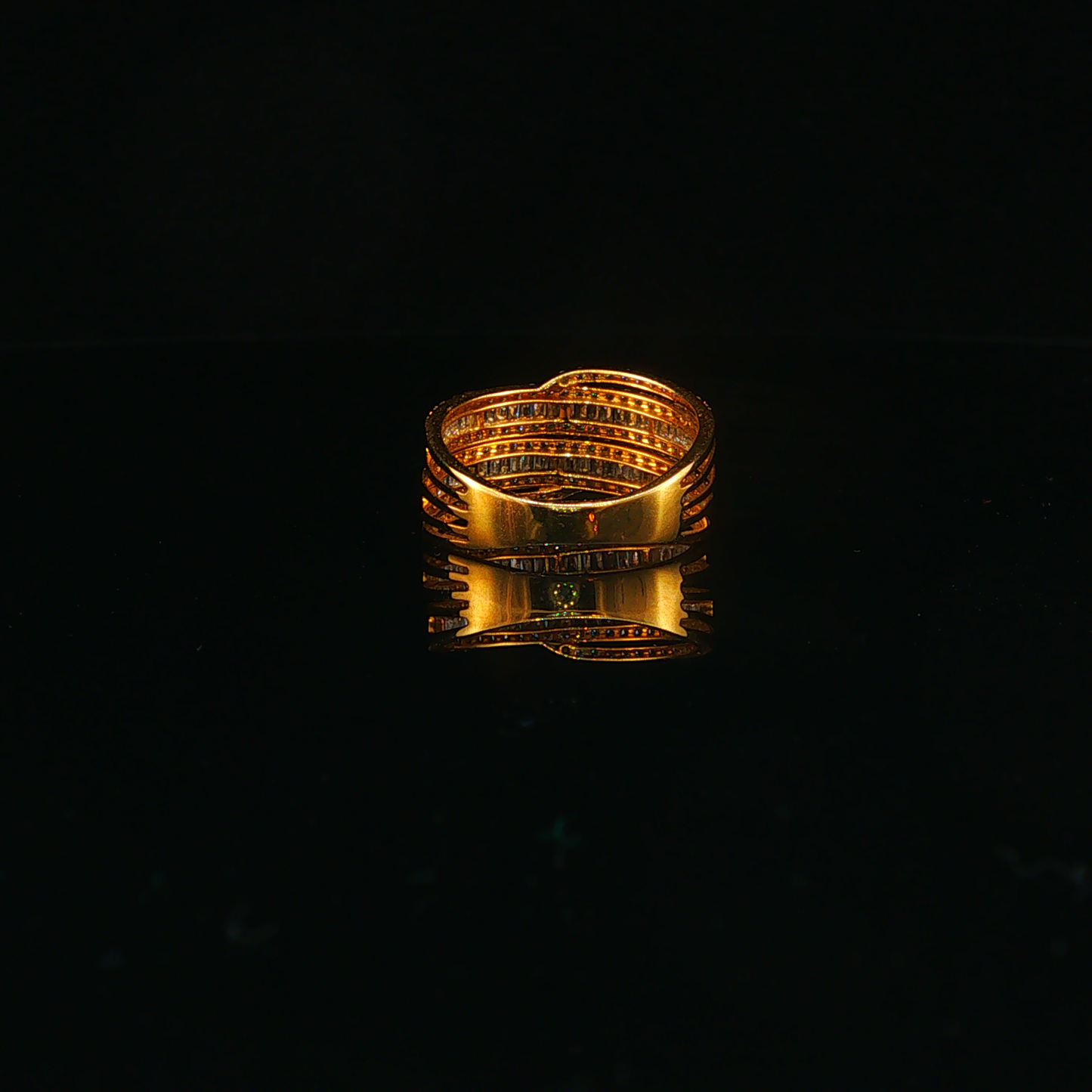 Multi-Row Natural Diamond Stackable Ring in Yellow Gold