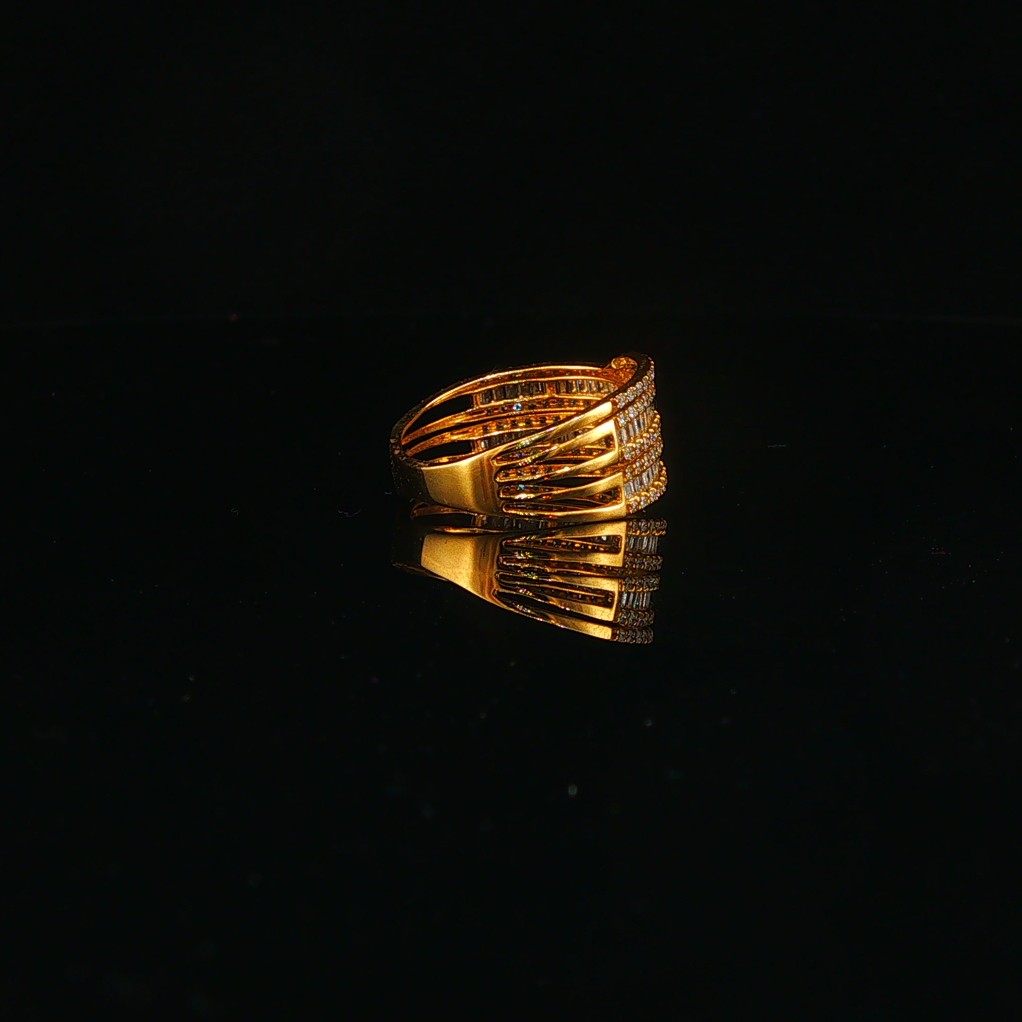 Multi-Row Natural Diamond Stackable Ring in Yellow Gold