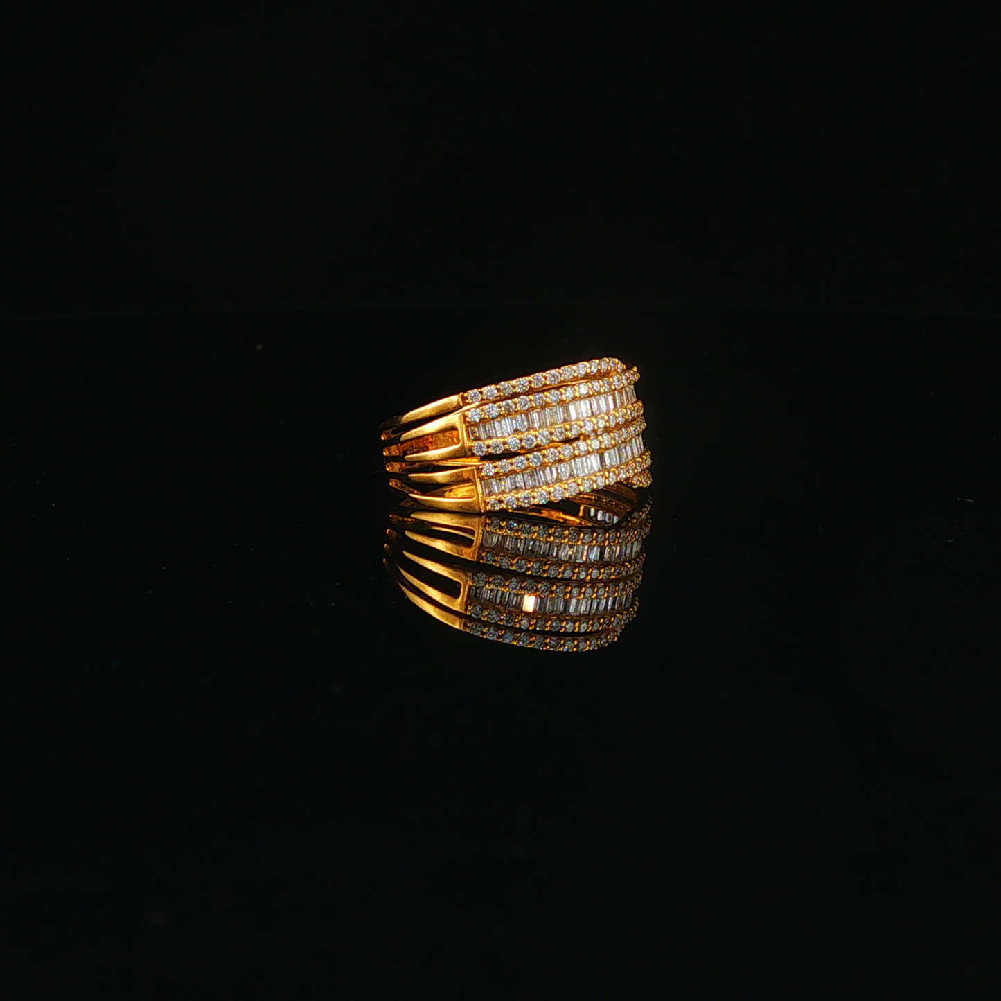 Multi-Row Natural Diamond Stackable Ring in Yellow Gold