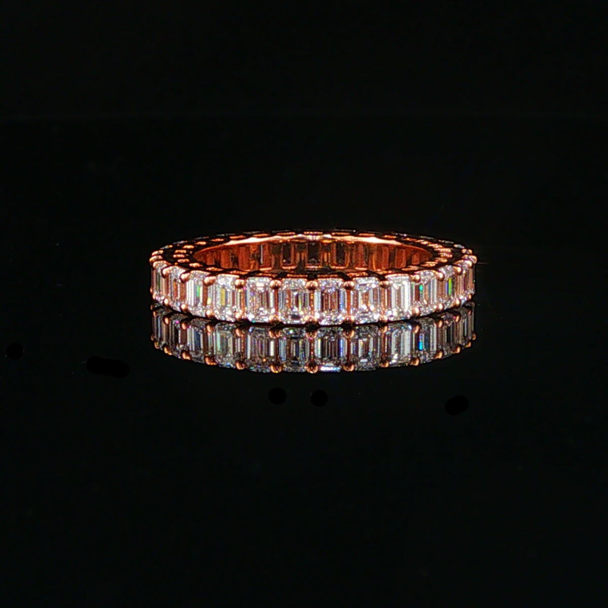 Rose Gold Emerald-Cut Lab Diamond Eternity Ring