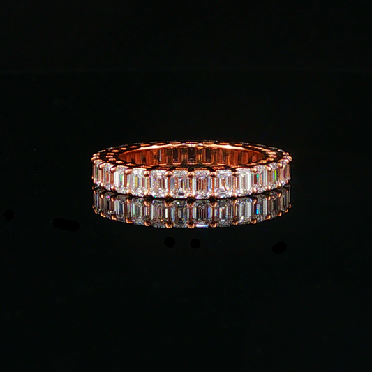Rose Gold Emerald-Cut Lab Diamond Eternity Ring