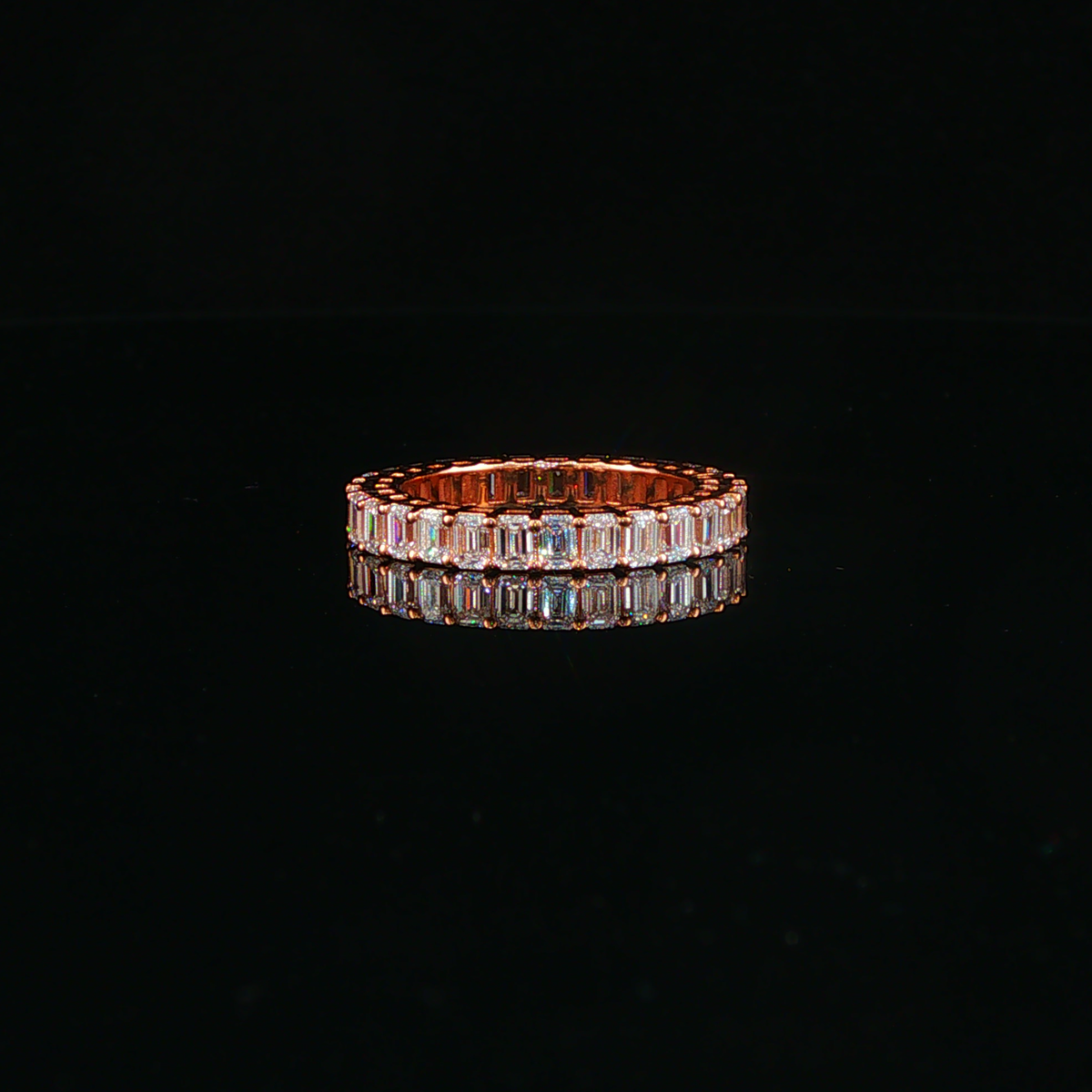 Rose Gold Emerald-Cut Lab Diamond Eternity Ring
