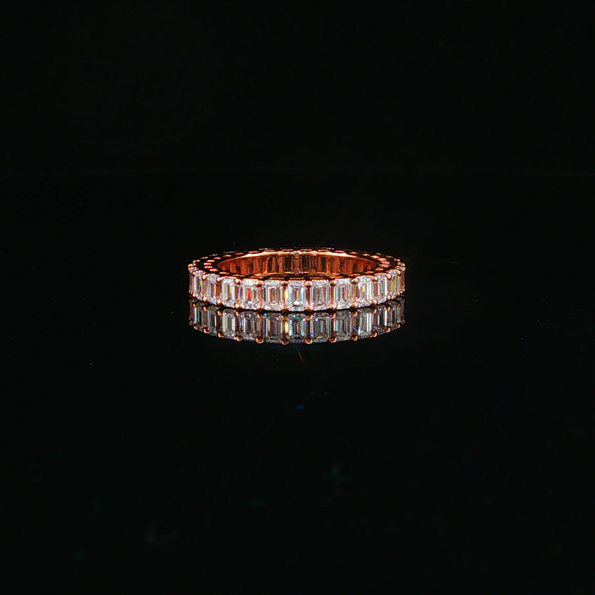 Rose Gold Emerald-Cut Lab Diamond Eternity Ring