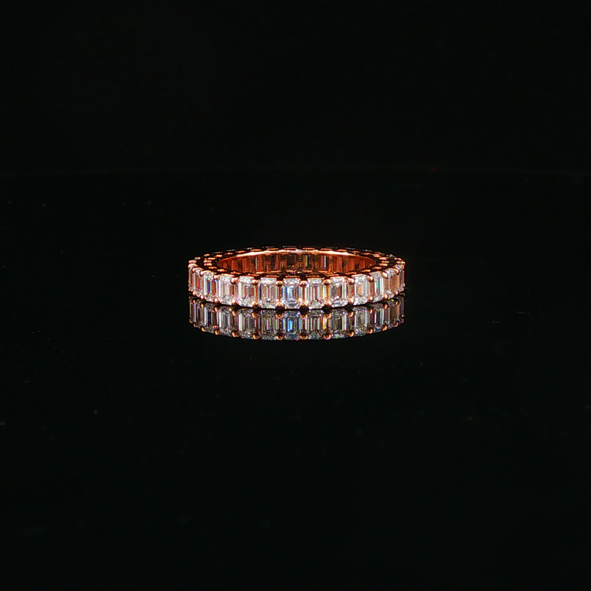 Rose Gold Emerald-Cut Lab Diamond Eternity Ring