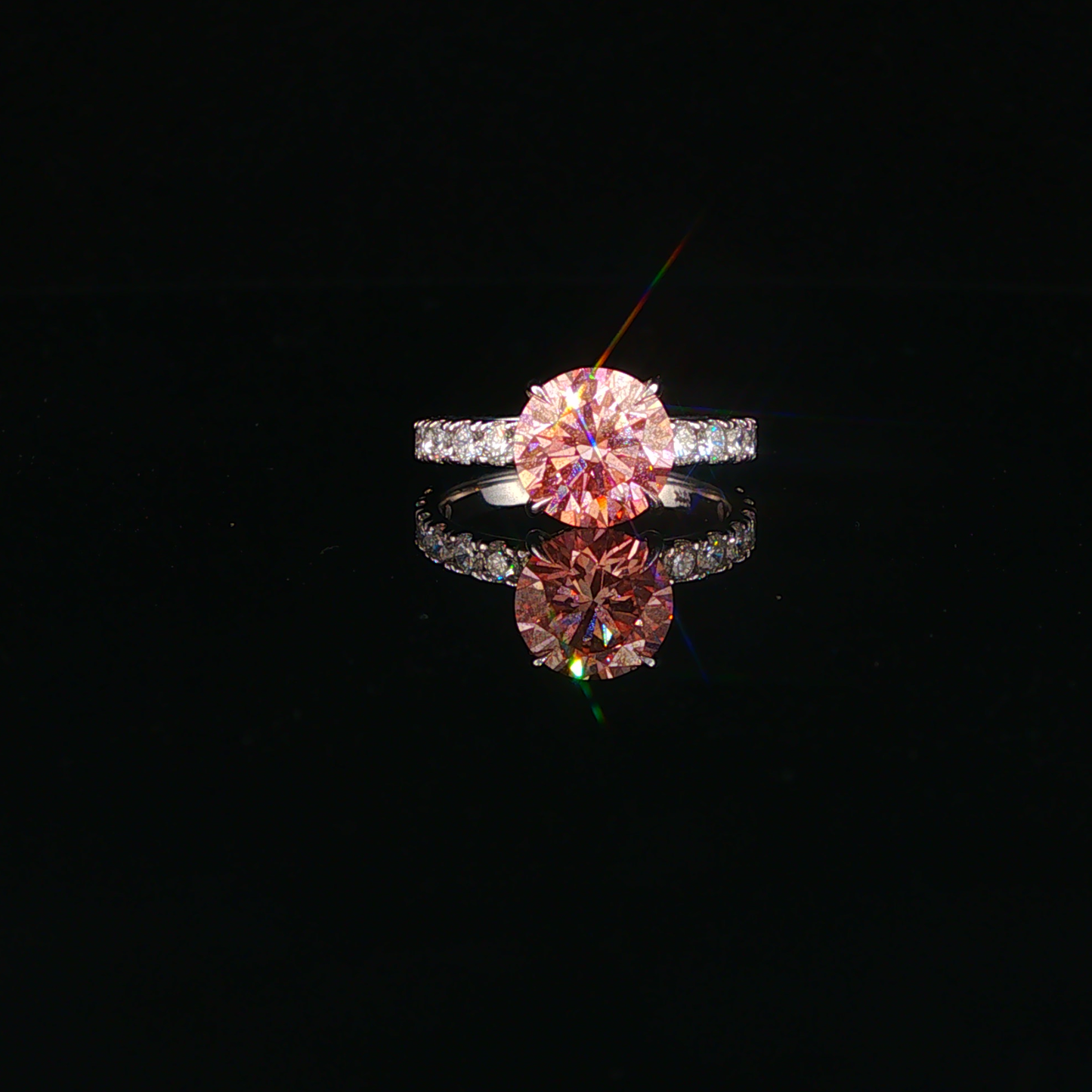 Fancy Vivid Pink Lab Diamond Ring in White Gold